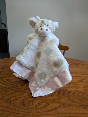 Little Giraffe Brand.Plush Cow. Pink Taupe Grey Lovey Security Blanket. Like New